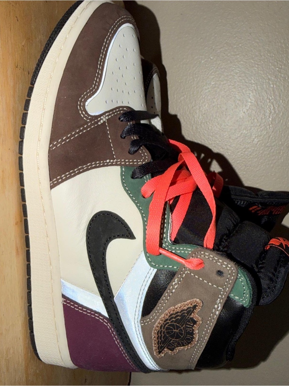 Jordan Multicolor High-Top Sneaker in Brown, Black, Cream & Green